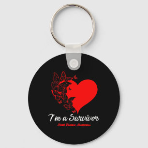 Butterfly Heart I'm A Survivor Heart Disease Aware Key Ring