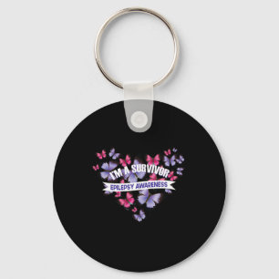 Butterfly Heart I'm A Survivor Pancreati Epilepsya Key Ring