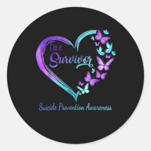 Butterfly Heart Im A Survivor Suicide Prevention A Classic Round Sticker