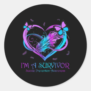 Butterfly Heart Im A Survivor Suicide Prevention A Classic Round Sticker