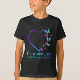 Butterfly Heart Im A Survivor Suicide Prevention A T-Shirt