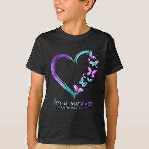 Butterfly Heart I'm A Survivor Suicide Prevention T-Shirt