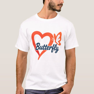 Butterfly Heart Love Design | Romantic Typography  T-Shirt