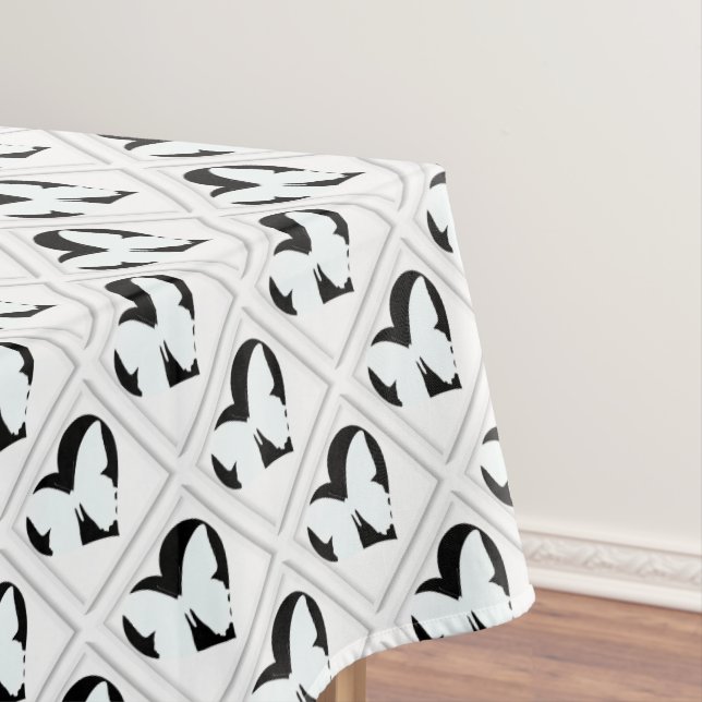 Butterfly Heart On White  Tablecloth (In Situ)