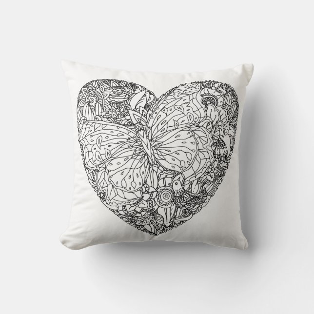 Butterfly Heart Pattern Cushion (Front)