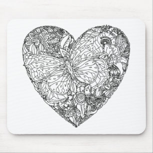 Butterfly Heart Pattern Mouse Mat