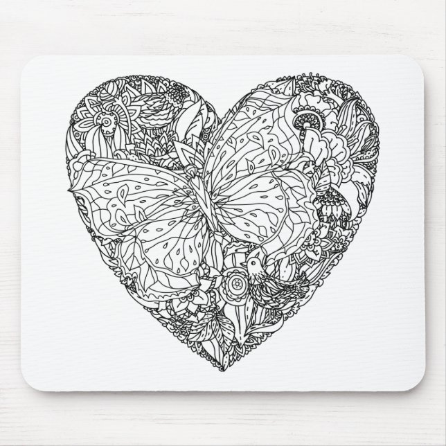 Butterfly Heart Pattern Mouse Mat (Front)