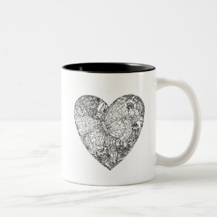 Butterfly Heart Pattern Two-Tone Coffee Mug
