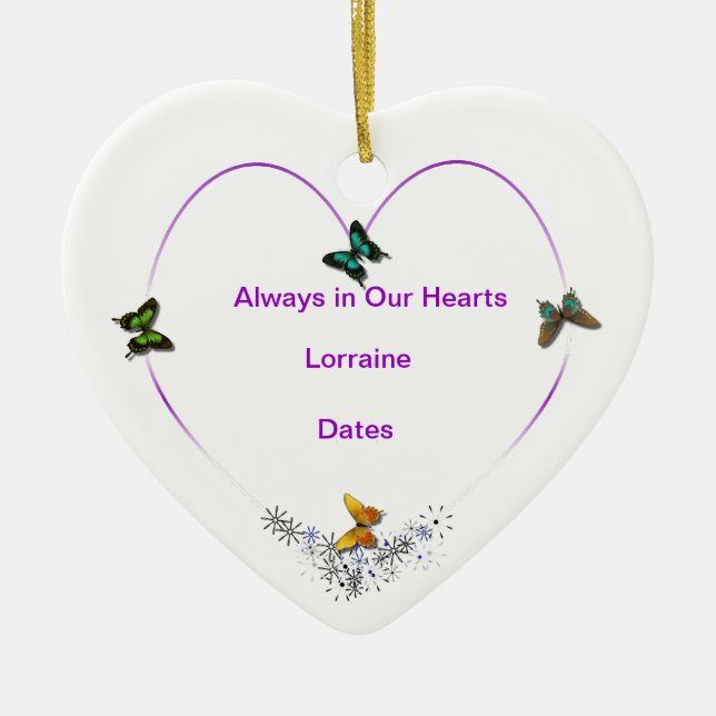 Butterfly Heart Personalised Ornament (Front)