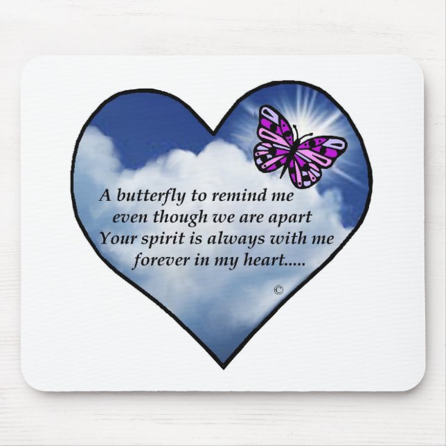 Butterfly Heart Poem Mouse Mat (Front)