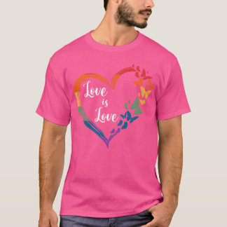Butterfly Heart Rainbow Love Is Love LGBT Gay gift T-Shirt