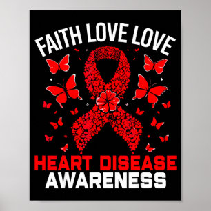 Butterfly Heart Red Faith Hope Love Heart Disease Poster