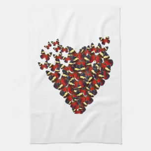 Butterfly heart tea towel
