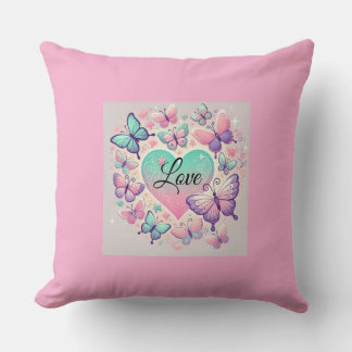 "Butterfly Heart Throw Pillow" Cushion