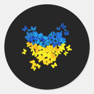 Butterfly Heart Ukraine Flag Ukrainian Ukrainian Classic Round Sticker