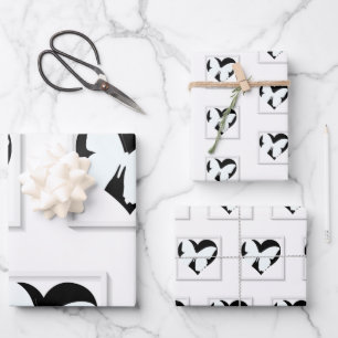 Butterfly Heart White  Wrapping Paper Sheet