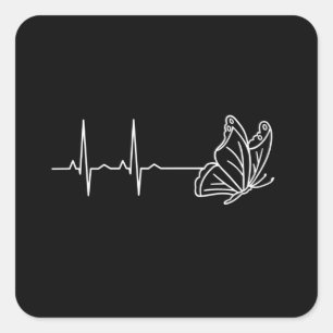 Butterfly Heartbeat Square Sticker