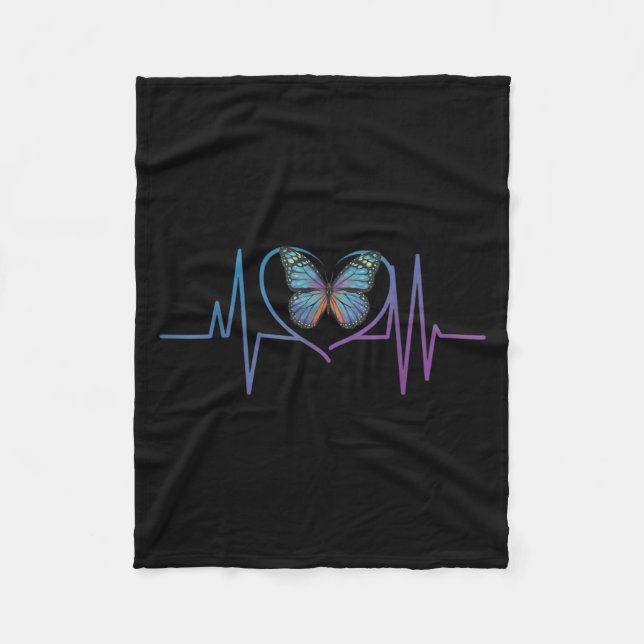 Butterfly Heartbeat Suicide Awareness  Fleece Blanket (Front)