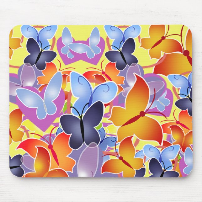 Butterfly Hearts Mouse Mat (Front)