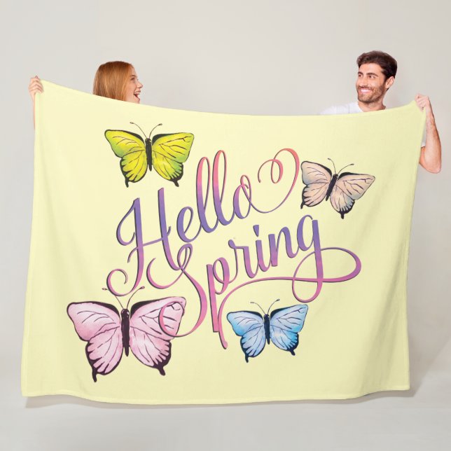 Butterfly Hello Spring Fleece Blanket (In Situ)