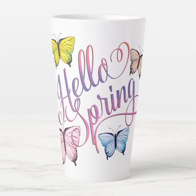 Butterfly Hello Spring Latte Mug (Front)