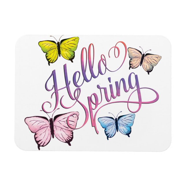 Butterfly Hello Spring Magnet (Horizontal)