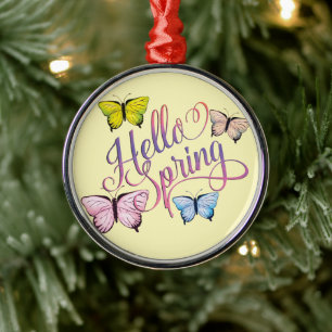 Butterfly Hello Spring Metal Tree Decoration