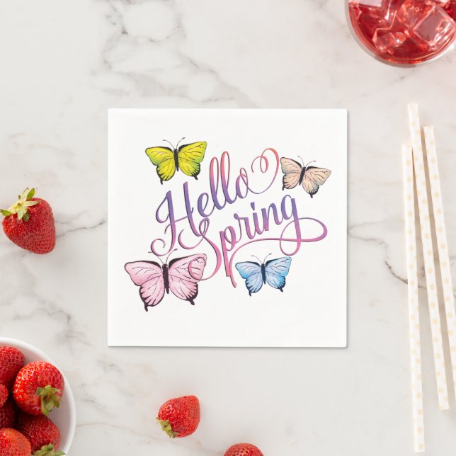 Butterfly Hello Spring Napkin (Insitu)
