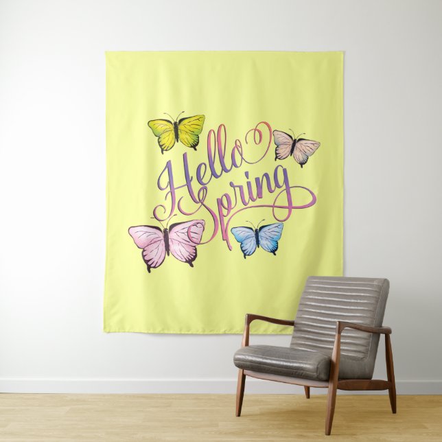 Butterfly Hello Spring Tapestry (In Situ)