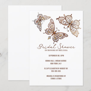 Butterfly Henna elegant Indian bridal shower Invitation