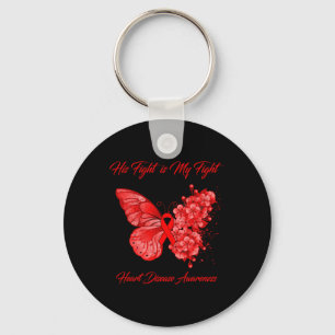 Butterfly His Fight Is My Fight Heart Disease Awar Key Ring