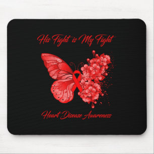 Butterfly His Fight Is My Fight Heart Disease Awar Mouse Mat