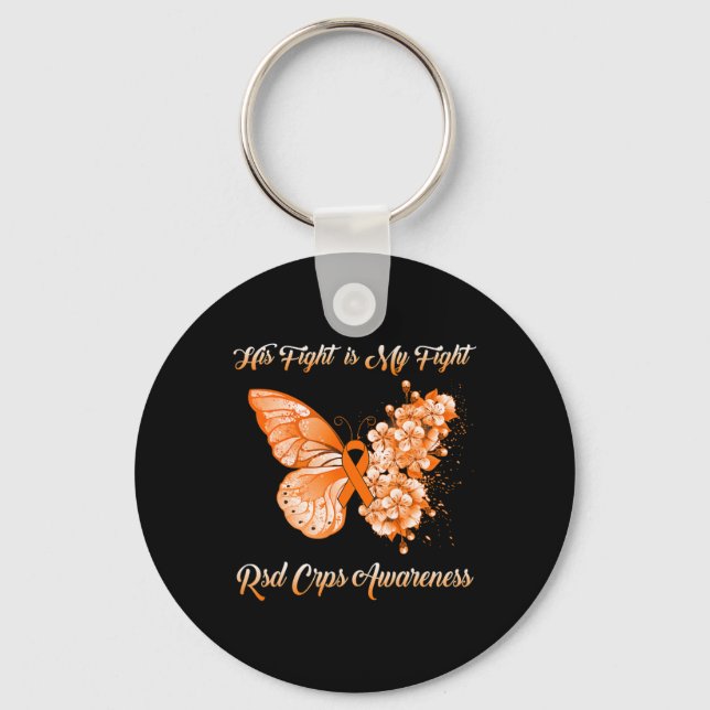 Butterfly His Fight Is My Fight Rsd Crps Awareness Key Ring (Front)