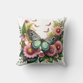 Butterfly holding pink flower cushion