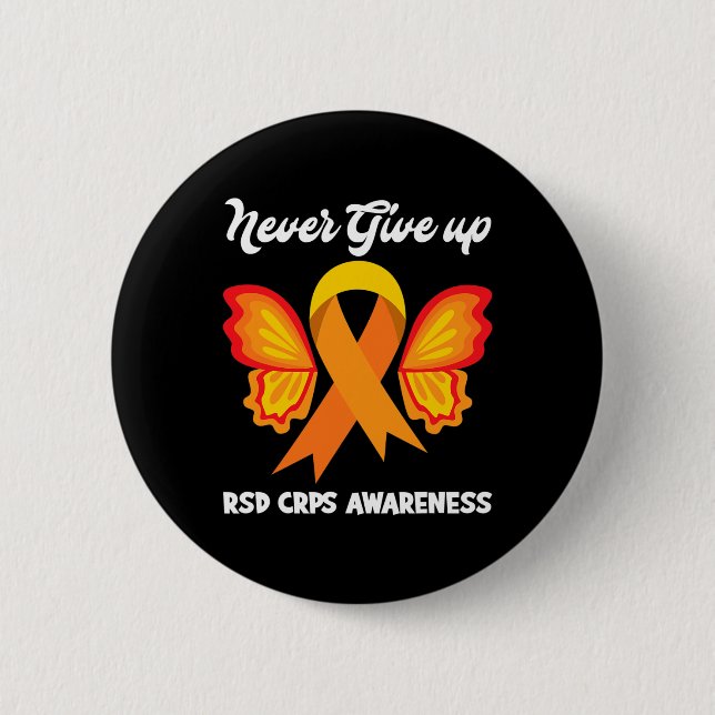Butterfly Hope Fighter Orange Ribbon Rsd Crps Awar 6 Cm Round Badge (Front)
