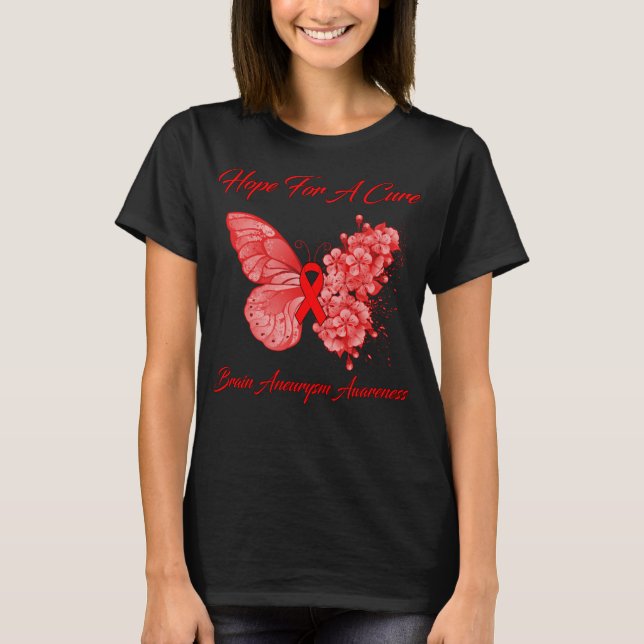 Butterfly Hope For A Cure Brain Aneurysm Awareness T-Shirt (Front)
