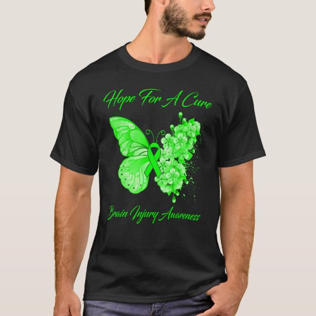 Butterfly Hope For A Cure Brain Injury Awareness T-Shirt (Front)