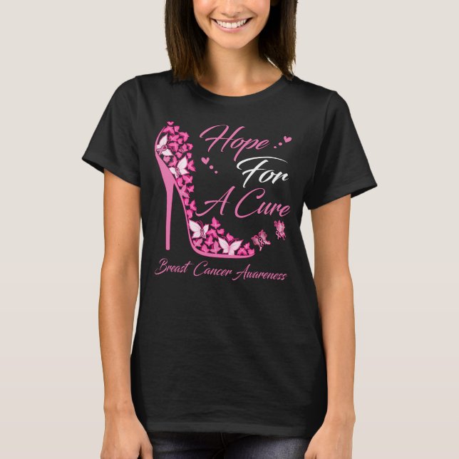 Butterfly Hope For A Cure Breast Cancer Warrior T-Shirt (Front)