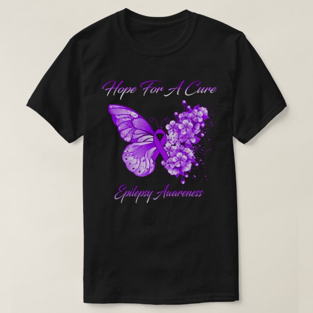 Butterfly Hope For A Cure Epilepsy Awareness T-Shirt (Design Front)