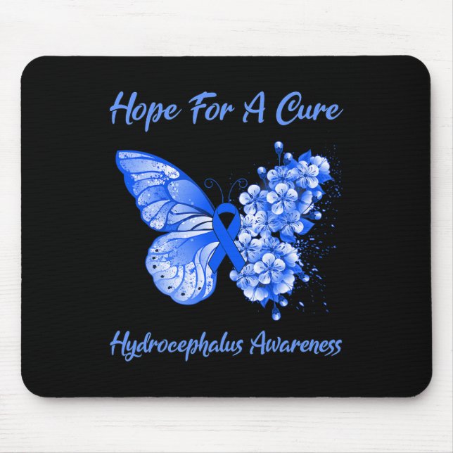 Butterfly Hope For A Cure Hydrocephalus Awareness  Mouse Mat (Front)