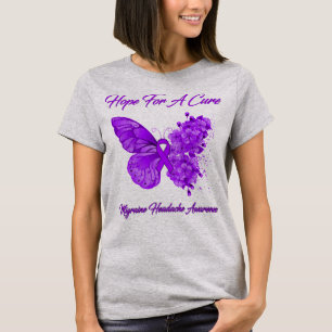 Butterfly Hope For A Cure Migraine Headache Awaren T-Shirt