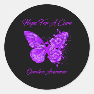 Butterfly Hope For A Cure Overdose Awareness Classic Round Sticker