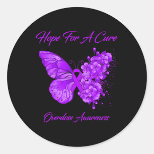 Butterfly Hope For A Cure Overdose Awareness  Classic Round Sticker