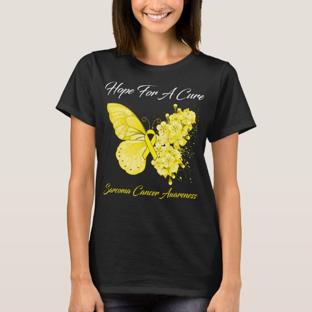 Butterfly Hope For A Cure Sarcoma Cancer Awareness T-Shirt (Front)