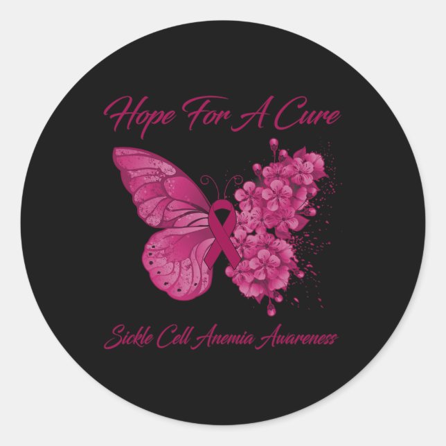 Butterfly Hope For A Cure Sickle Cell Anaemia Awar Classic Round Sticker (Front)