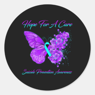 Butterfly Hope For A Cure Suicide Prevention Aware Classic Round Sticker
