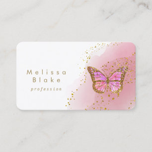 butterfly hot pink watercolor business card