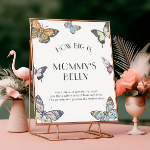 Butterfly How Big Is Mummy's Belly Baby Shower Poster