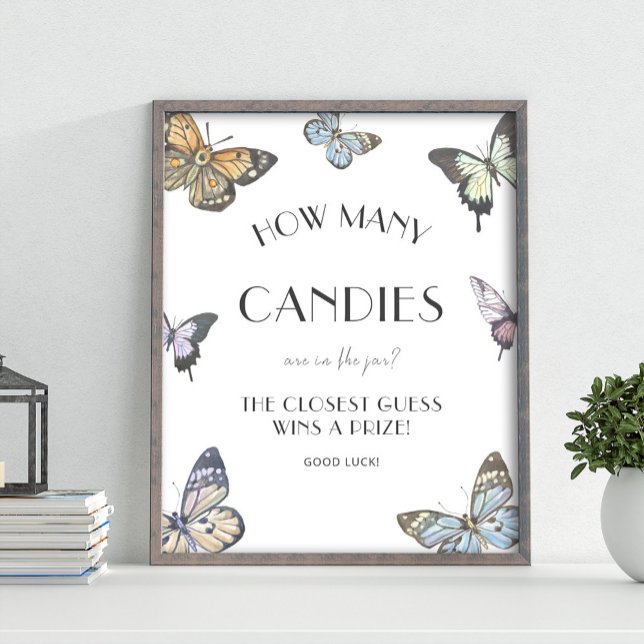 Butterfly How Many Candies in Jar Baby Shower Game Poster (Creator Uploaded)