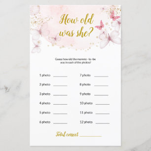 Butterfly How old was she? Baby Shower game